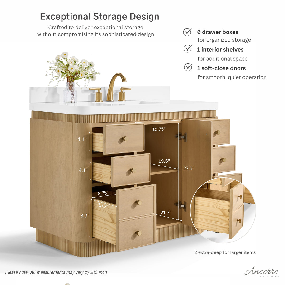 Aston 42" Bath Vanity Set with Alpine White Quartz Top