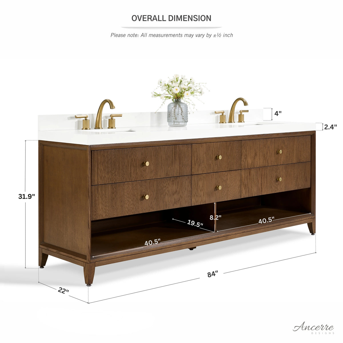 Momo 84" Bath Vanity Set with Alpine White Quartz Top