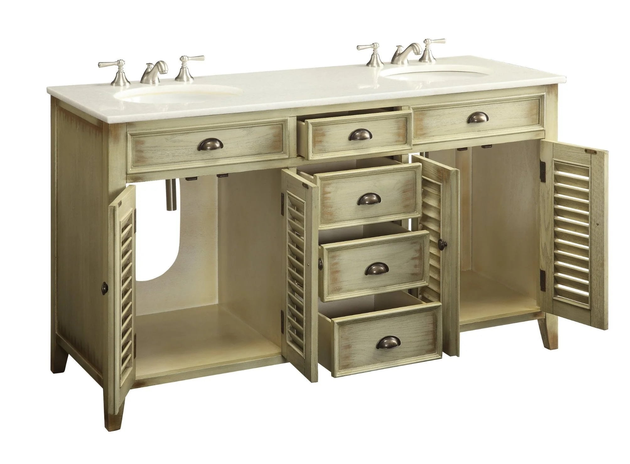 Abbeville 60" Distressed Vanity with Double Sink