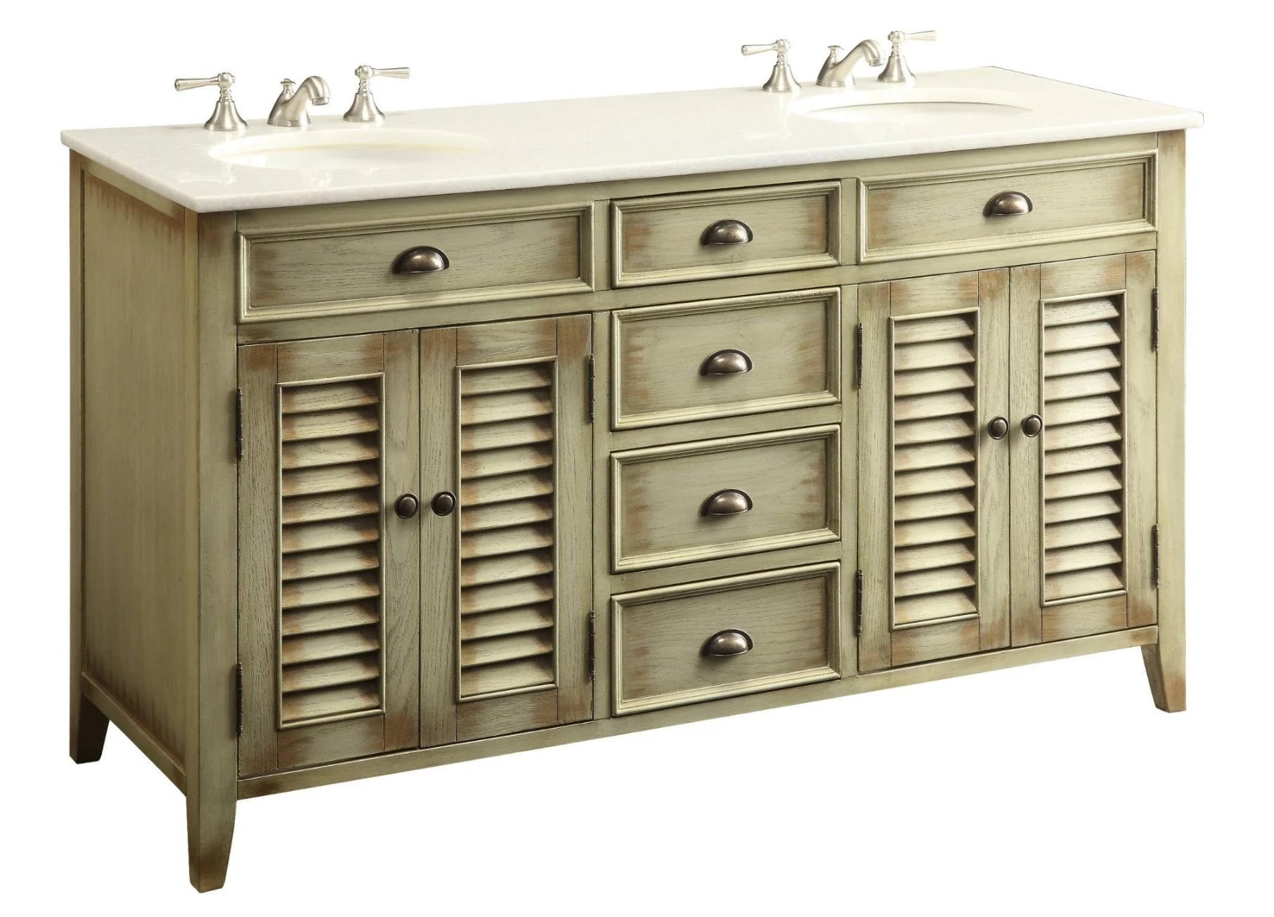 Abbeville 60" Distressed Vanity with Double Sink