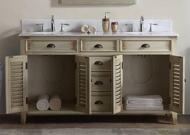 Abbeville 60" Distressed Vanity with Double Sink