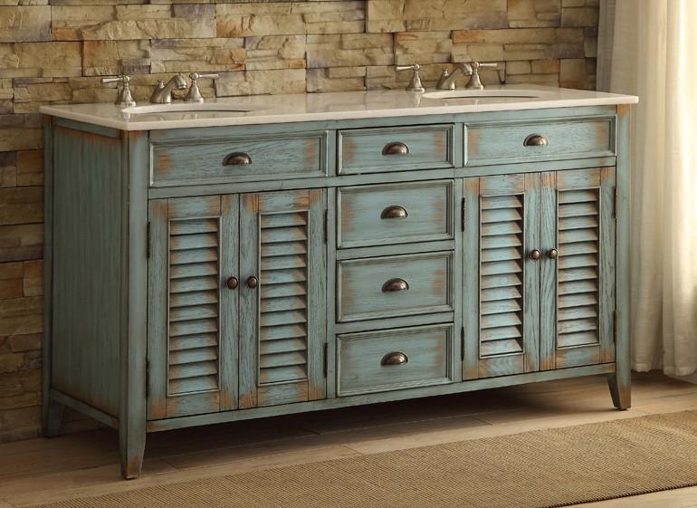 Abbeville 60" Distressed Vanity with Double Sink