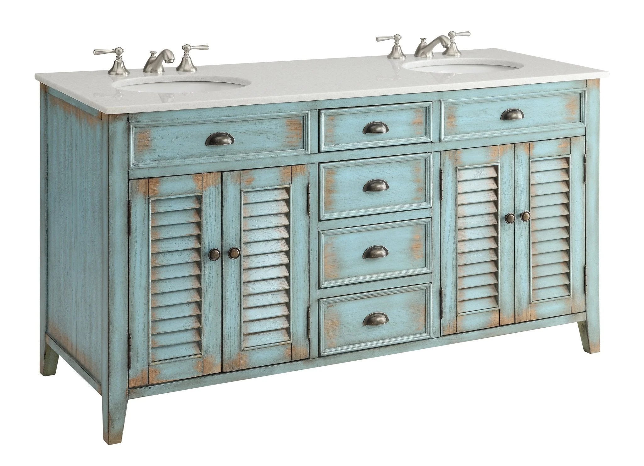 Abbeville 60" Distressed Vanity with Double Sink