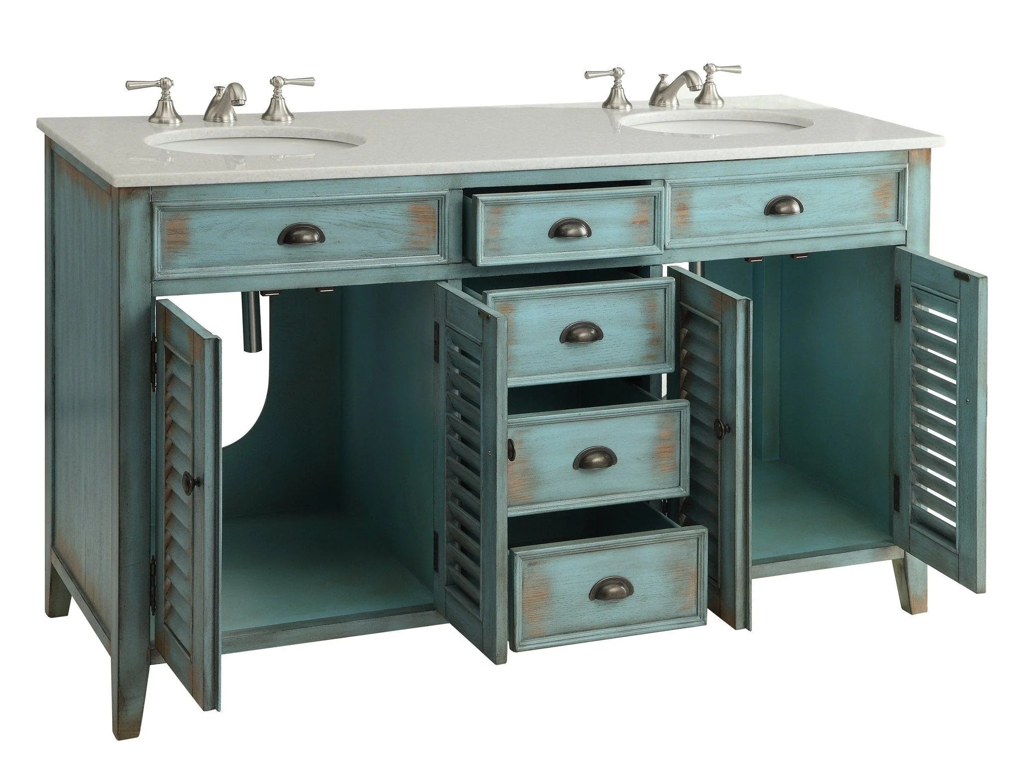 Abbeville 60" Distressed Vanity with Double Sink