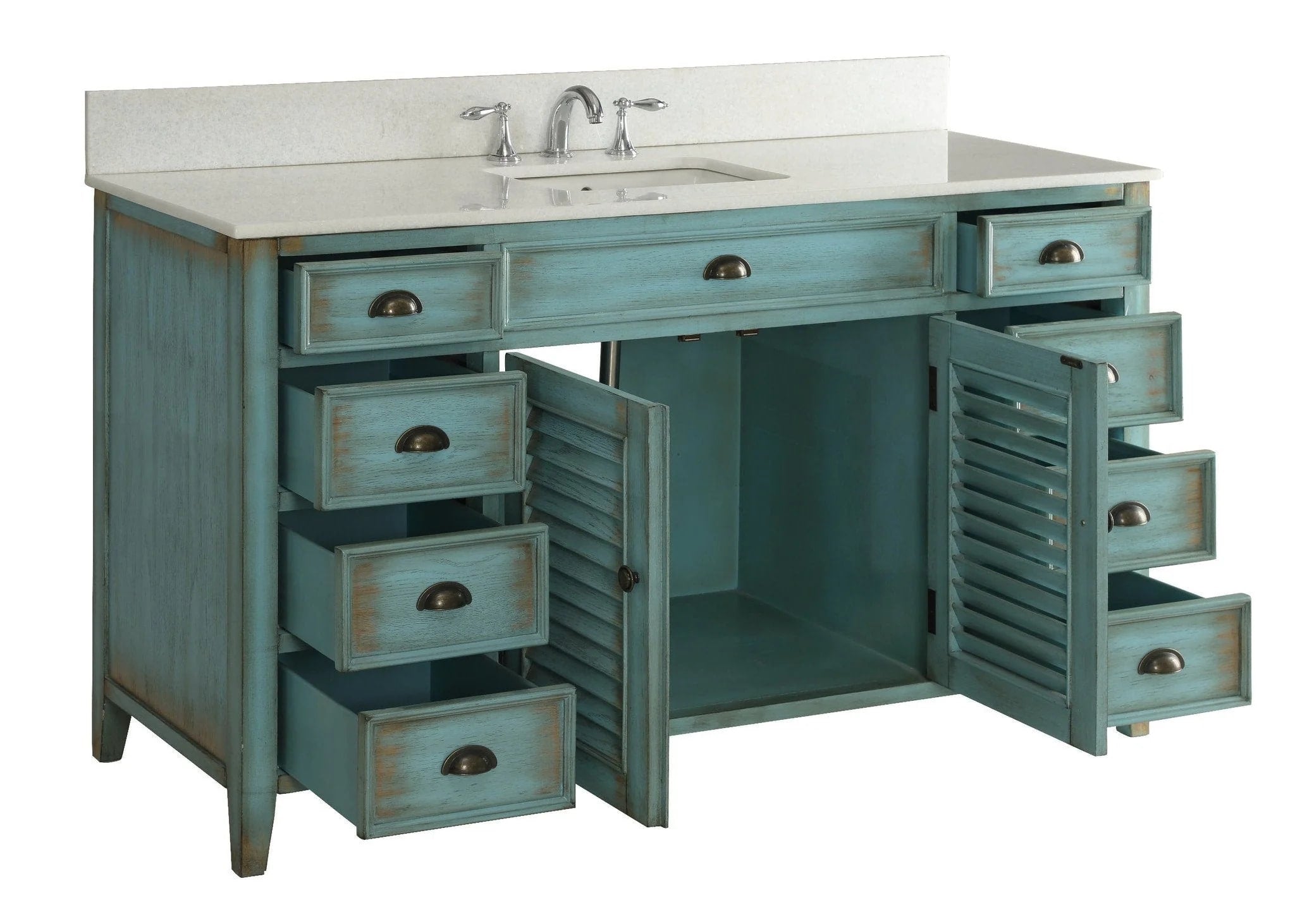 Abbeville 60" Distressed Vanity with Single Sink