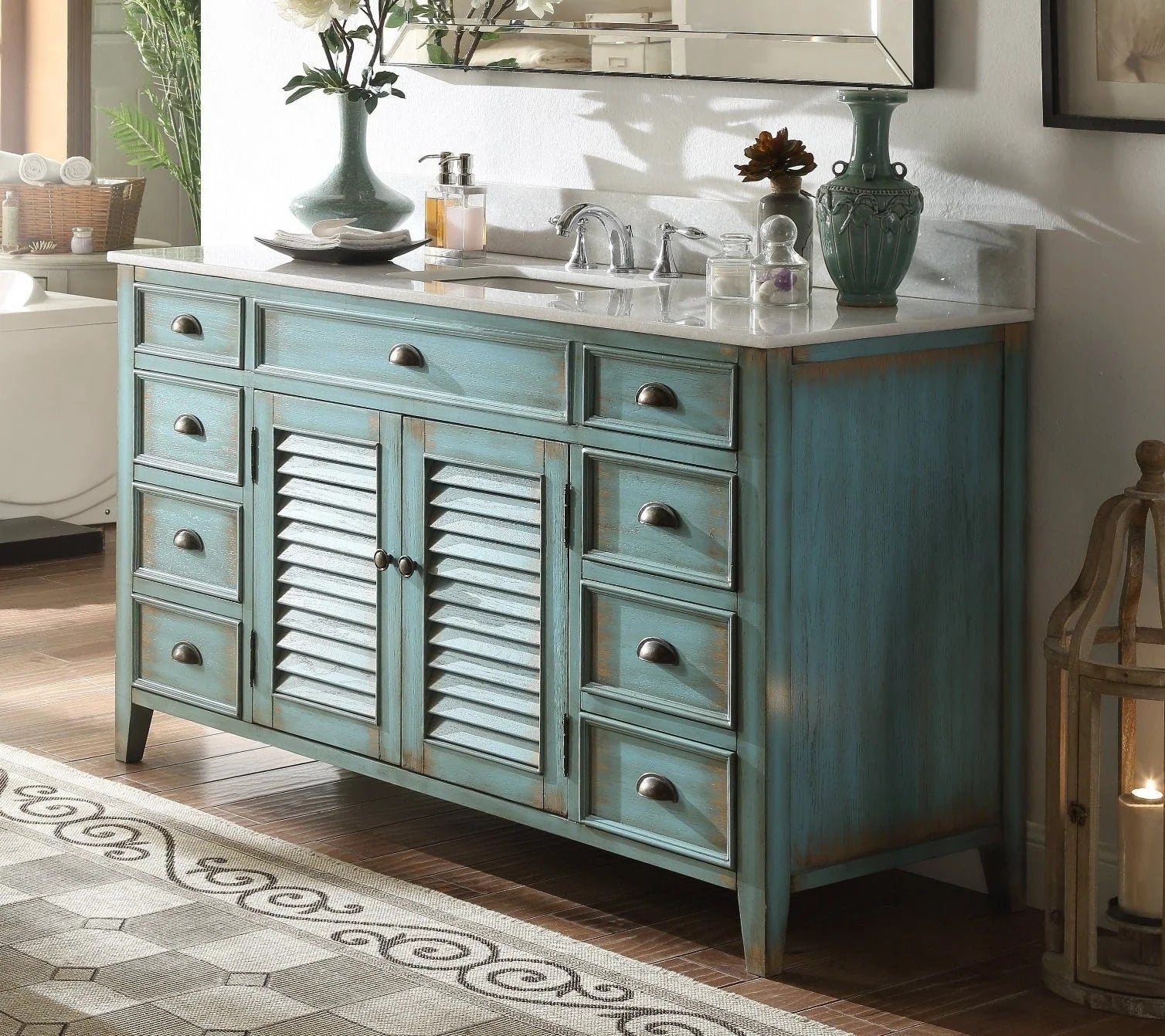 Abbeville 60" Distressed Vanity with Single Sink