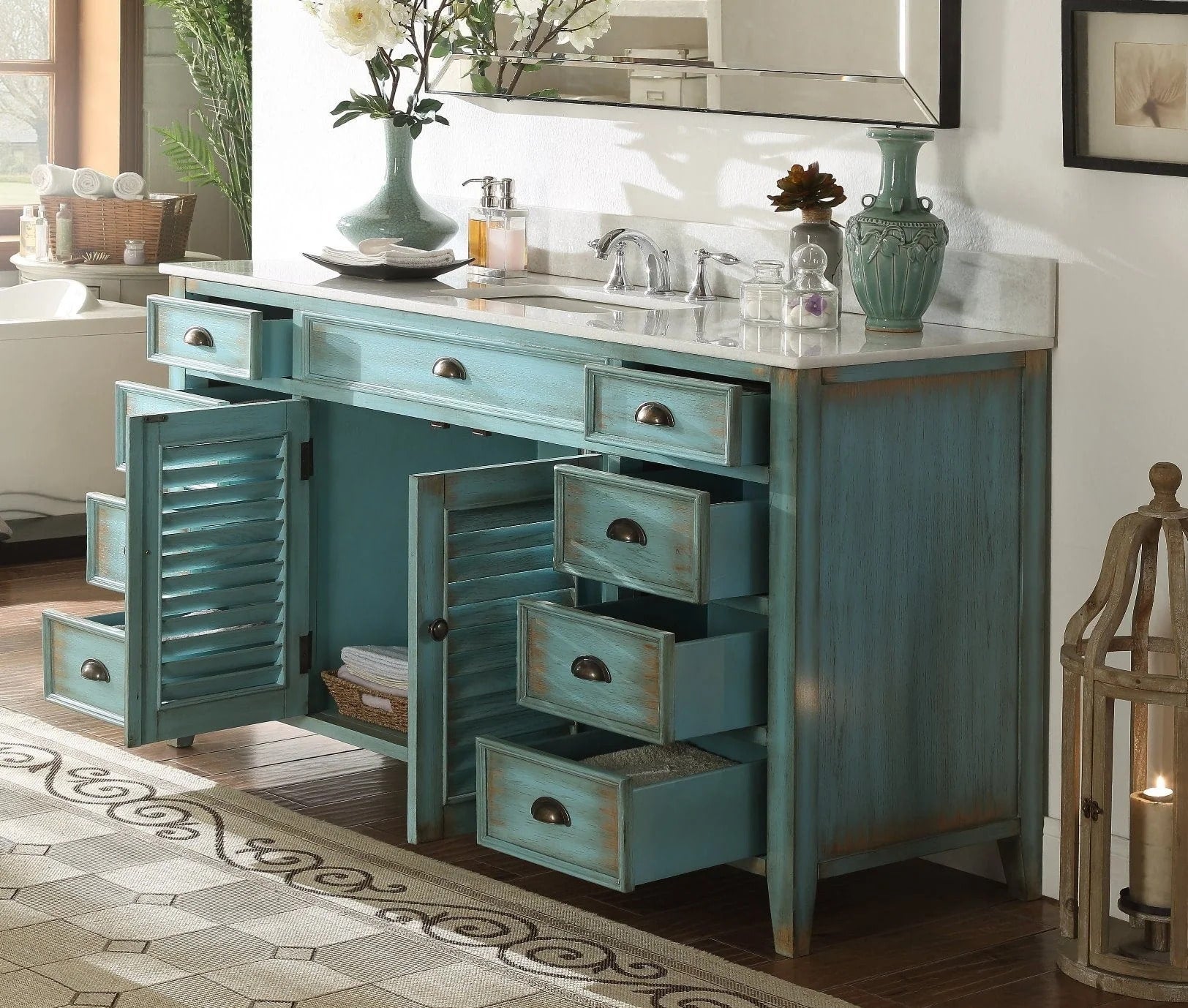 Abbeville 60" Distressed Vanity with Single Sink