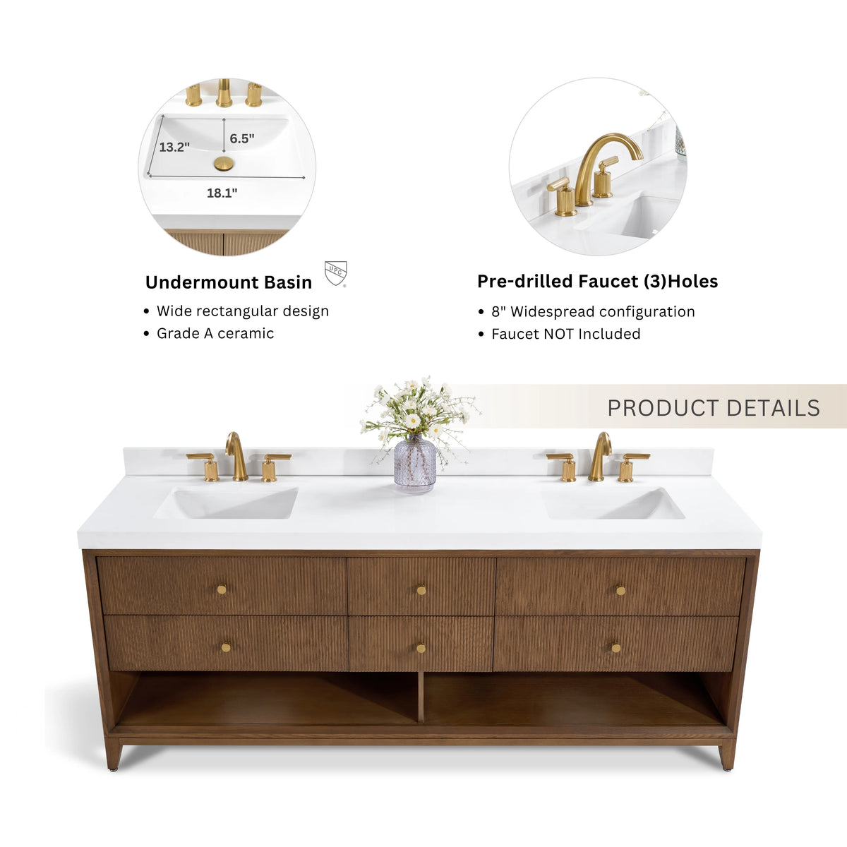 Momo 84" Bath Vanity Set with Alpine White Quartz Top