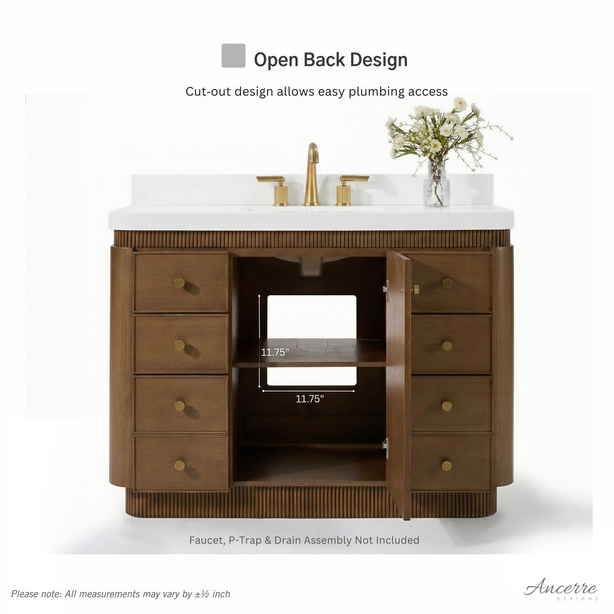 Aston 42" Bath Vanity Set with Alpine White Quartz Top