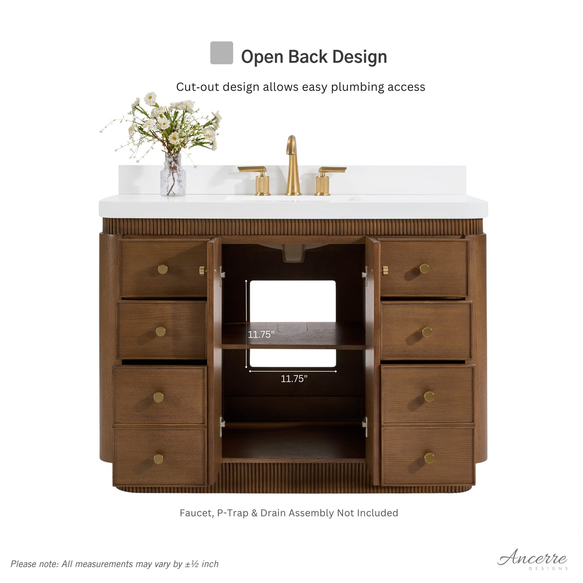 Aston 48" Bath Vanity Set with Alpine White Quartz Top