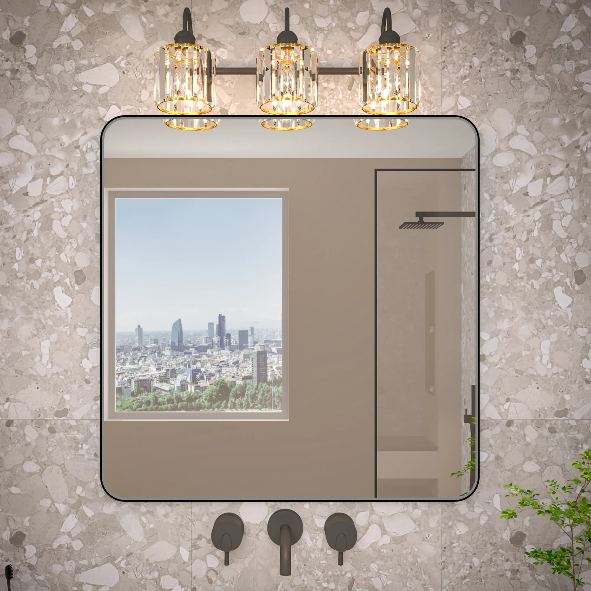 Noir 36"x 36" Bathroom Mirror – Matte Black, Tempered Glass