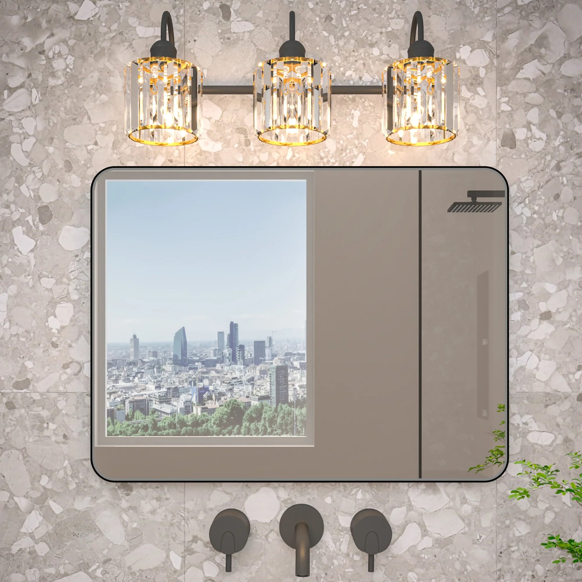 Modern, Elegant, Rectangular Wall Mirror with Tempered Glass, Shatterproof, Rust-Resistant, Matte Black Frame for Bathroom, Living Room & Hallway