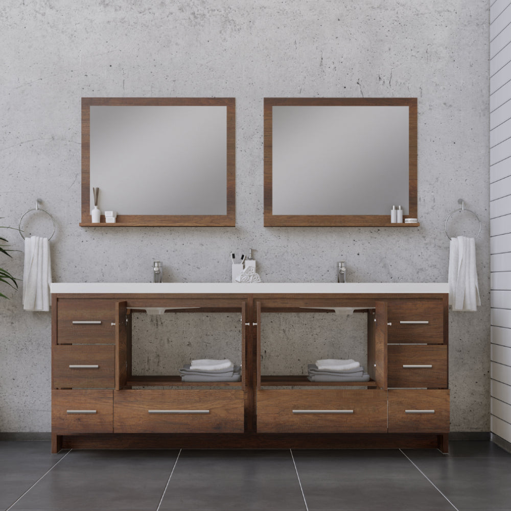 Sortino 84" Double Modern Bathroom Vanity with Acrylic Double Top