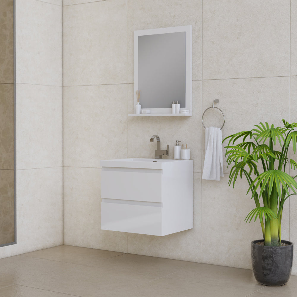 Paterno 24" Wall Mounted Bathroom Vanity with Acrylic Top - Modern Bathroom Vanity