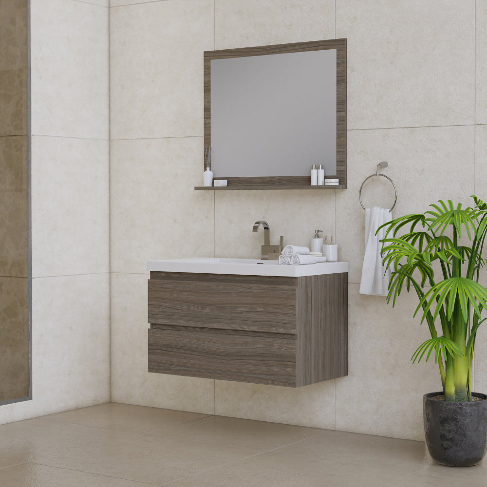 Paterno 36" Wall Mounted Bathroom Vanity with Acrylic Top - Modern Bathroom Vanity