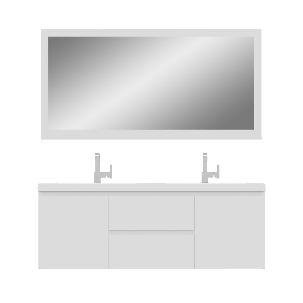 Paterno 60" Wall Mounted Bathroom Vanity with Acrylic Double Top - Modern Bathroom Vanity