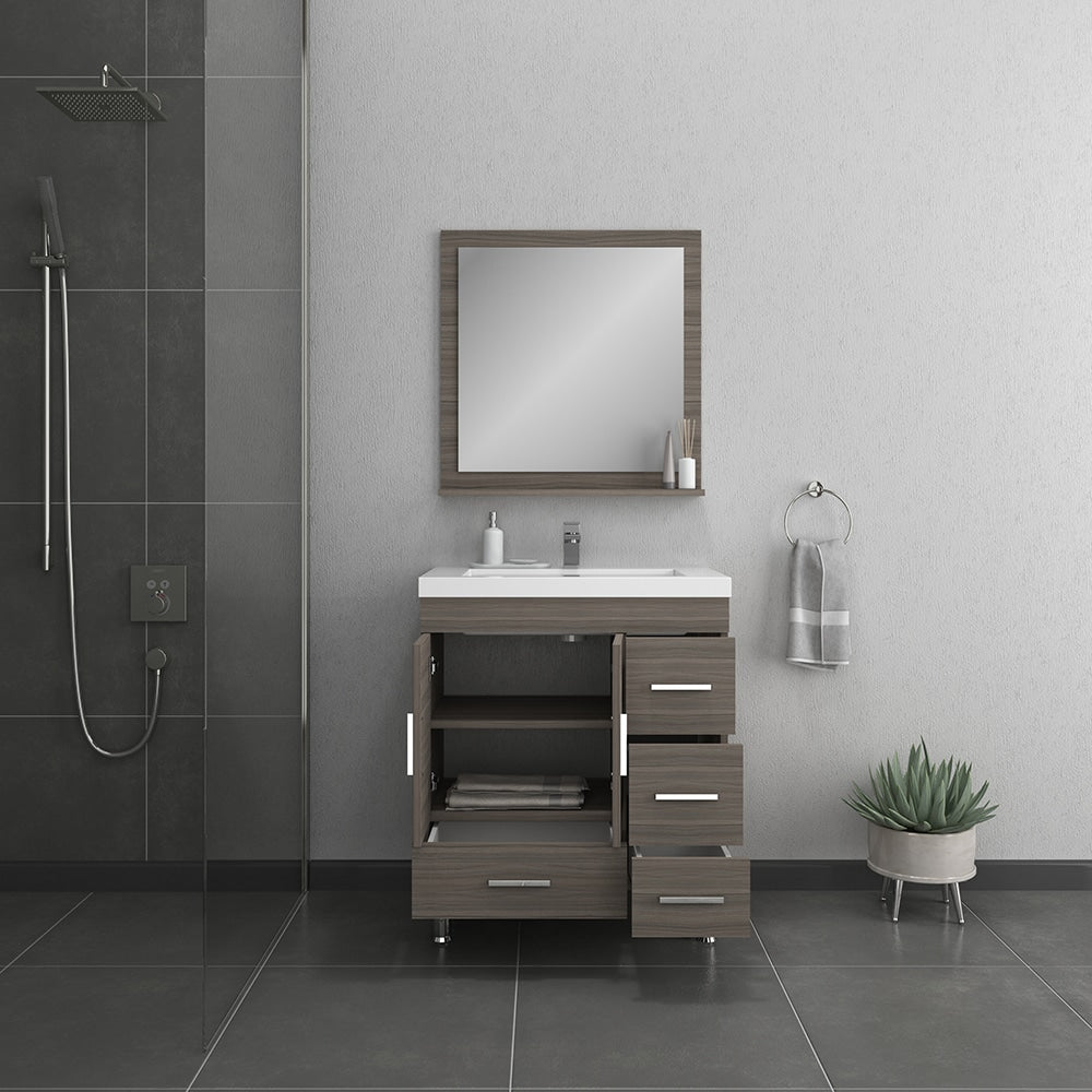 Ripley 30" Modern Bathroom Vanity with Acrylic Top