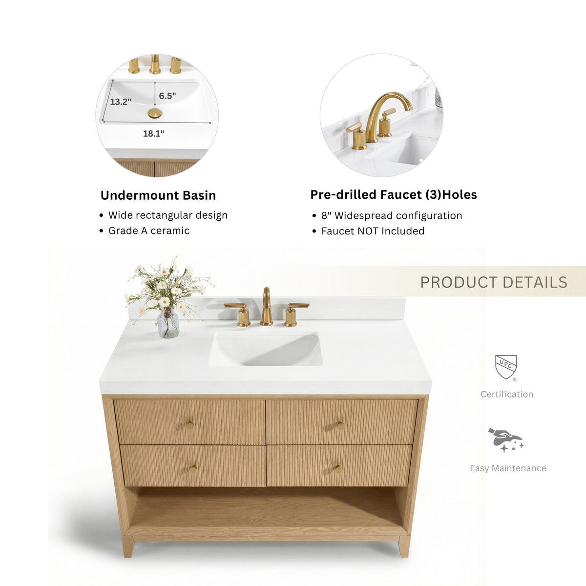 Momo Oak - sink details