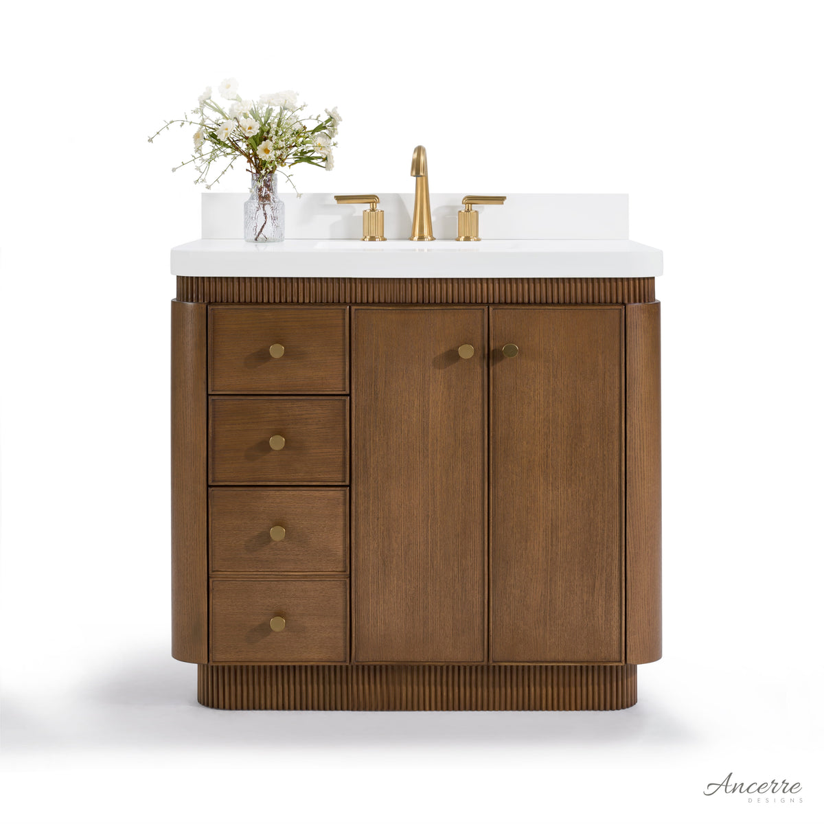 Aston 36" Bath Vanity Set with Alpine White Quartz Top