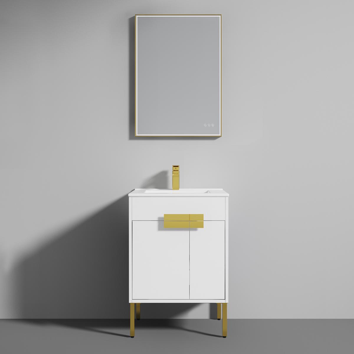 Bari 24″ White Vanity With Ceramic Sink - Modern Bathroom Vanity