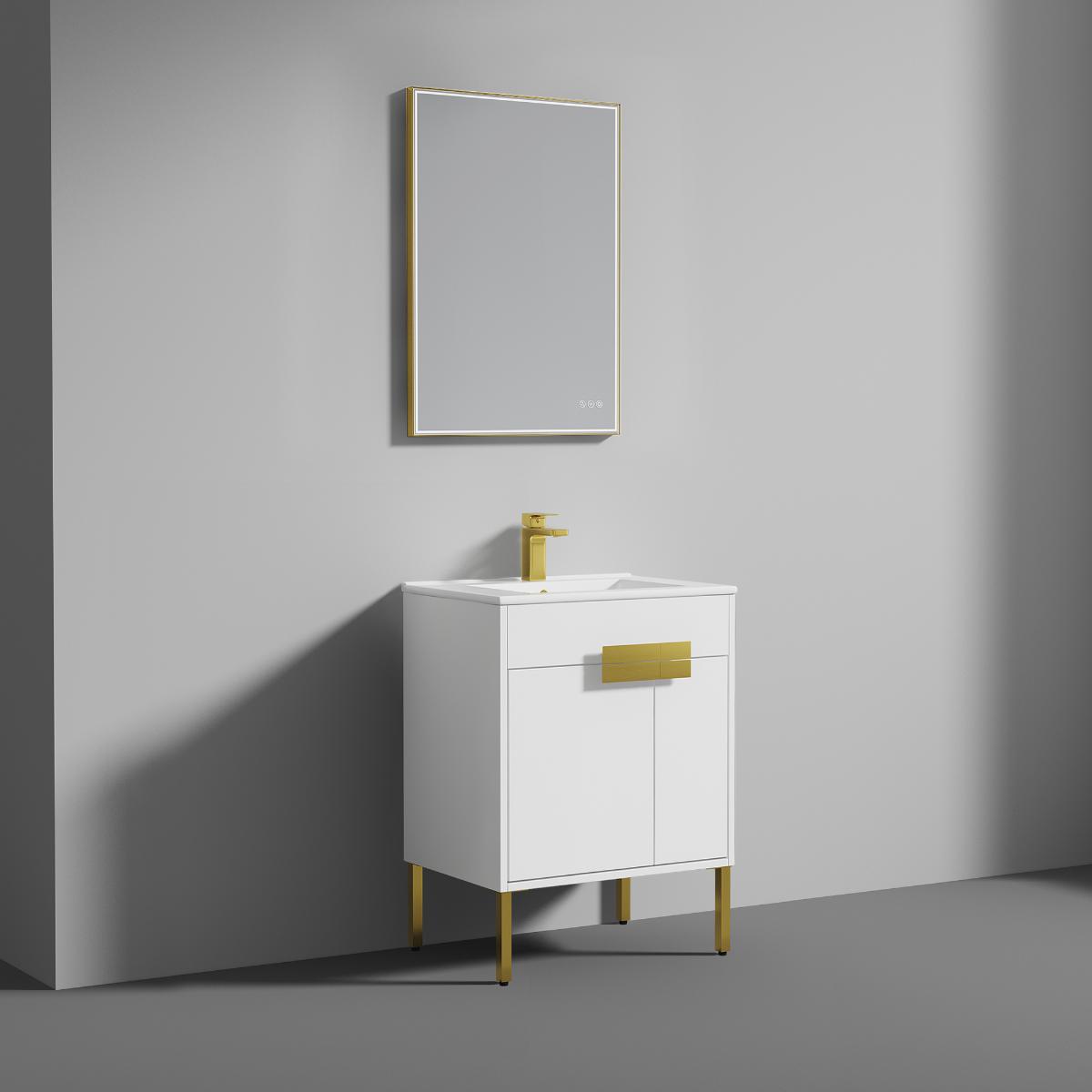 Bari 24″ White Bathroom Vanity With Ceramic Sink - Modern Bathroom Vanity