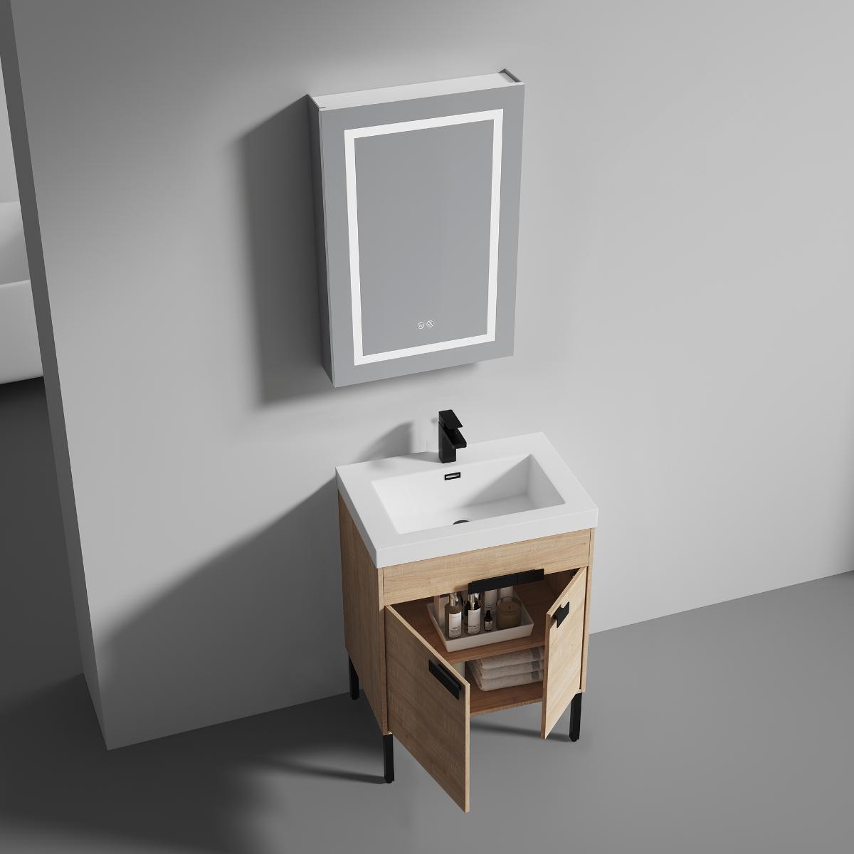 Bari 24″ Oak Vanity With Ceramic Sink- Modern Bathroom Vanity
