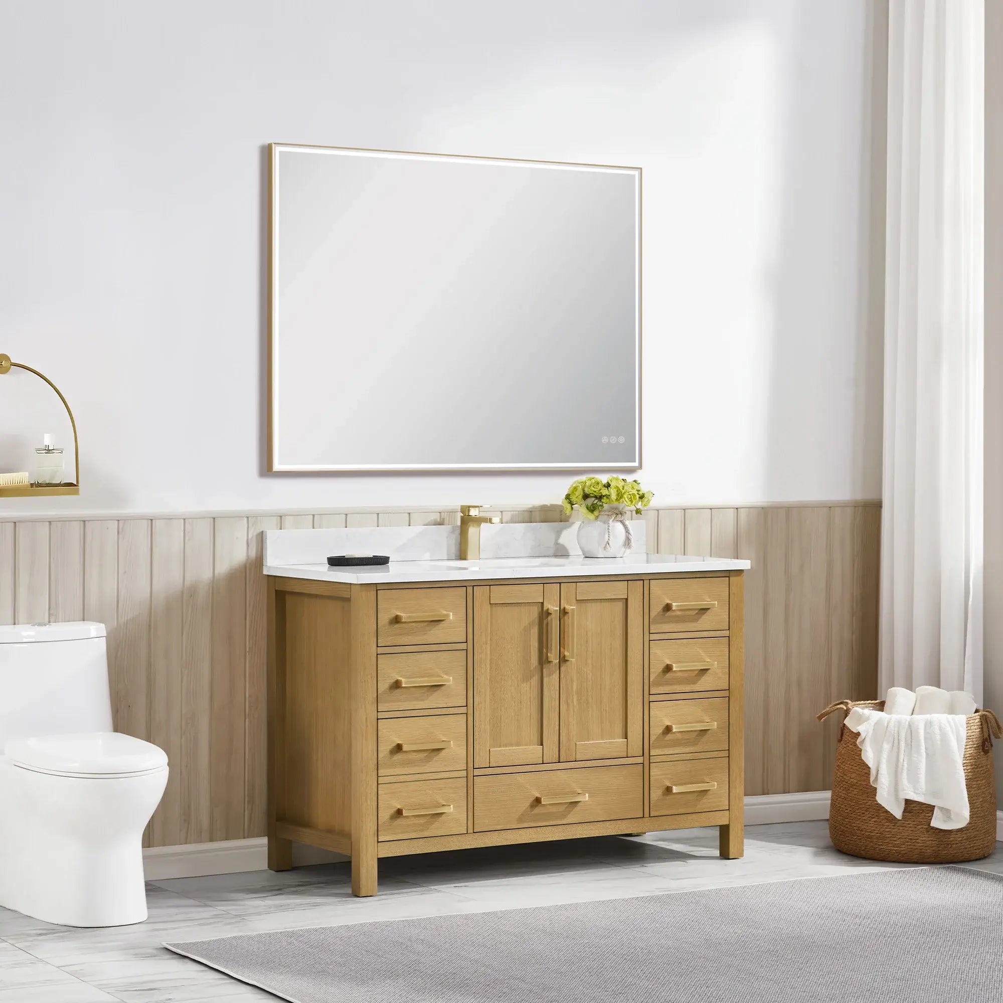 Basel 48" Bathroom Vanity with Calacatta White Artificial Stone Top