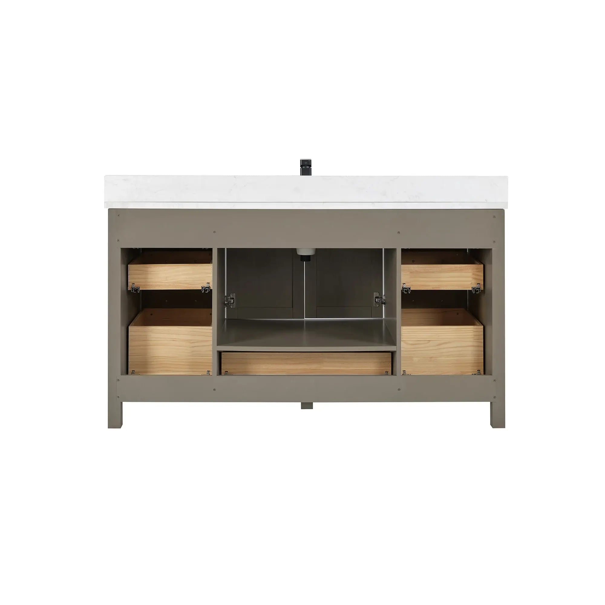 Basel 60" Bathroom Vanity with Calacatta White Artificial Stone Top