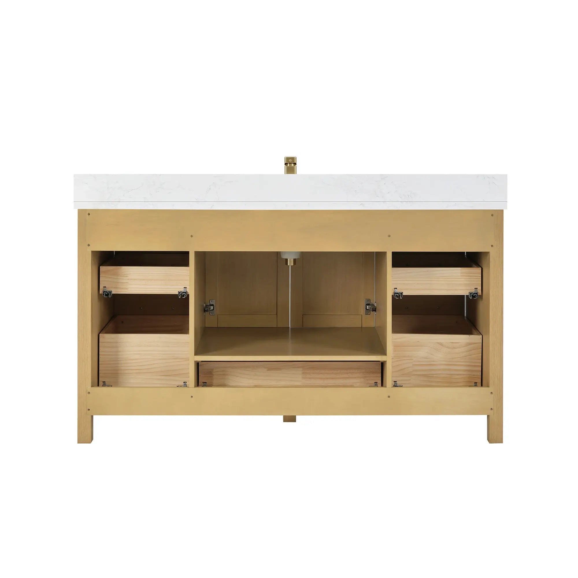 Basel 60" Bathroom Vanity with Calacatta White Artificial Stone Top