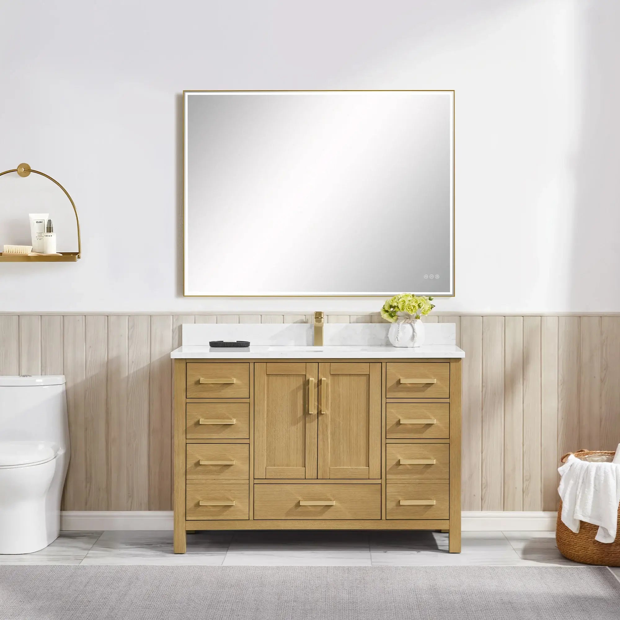 Basel 36" Bathroom Vanity with Calacatta White Artificial Stone Top