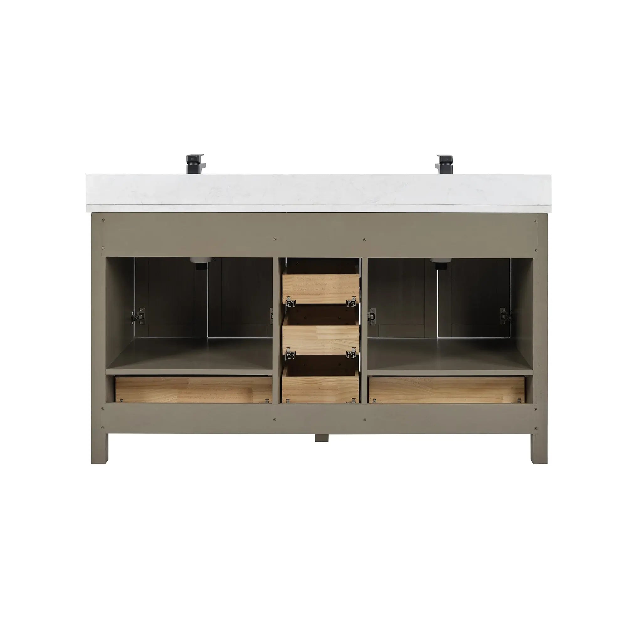 Basel 60" Bathroom Vanity with Calacatta White Artificial Stone Top