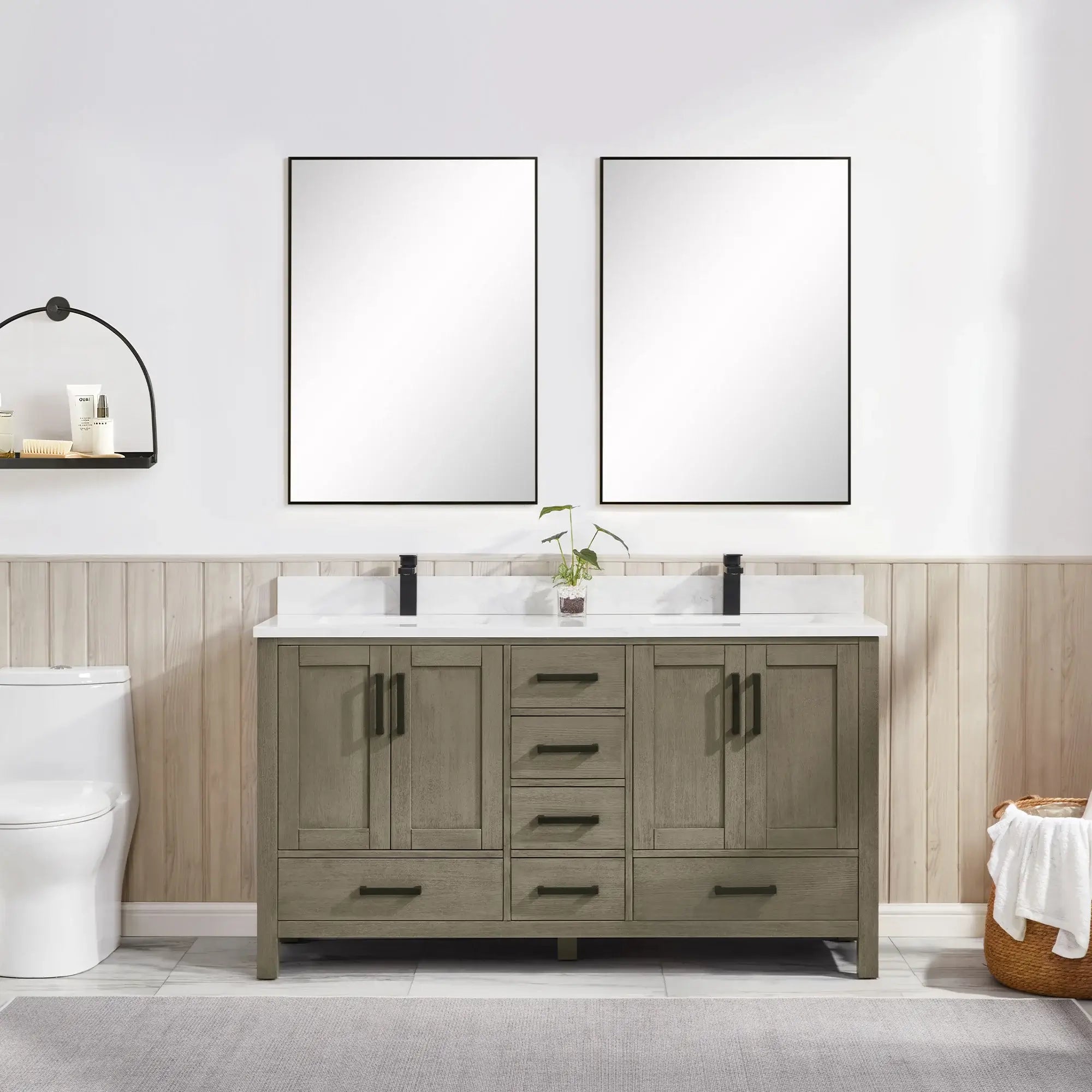 Basel 36" Bathroom Vanity with Calacatta White Artificial Stone Top