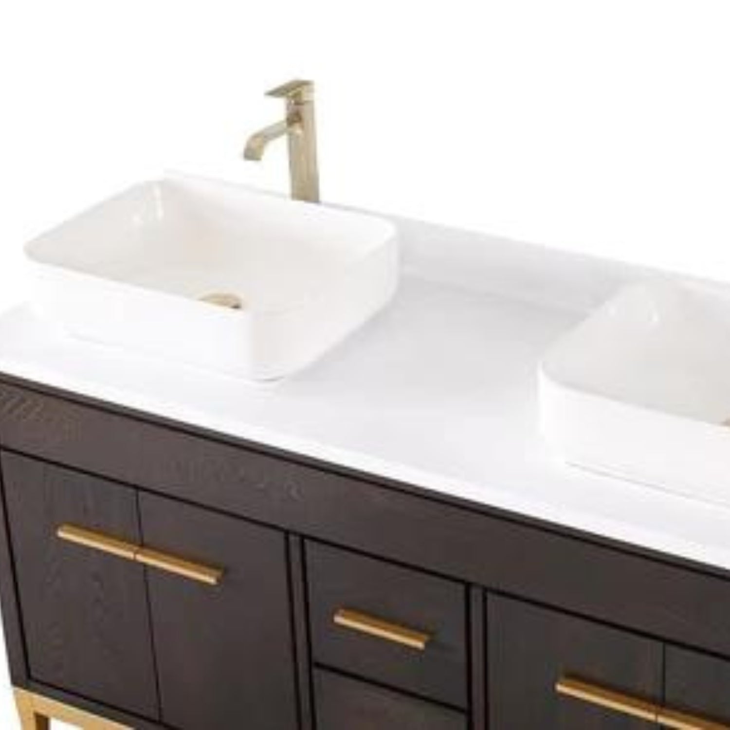 Beatrice 60" Double Bathroom Vanity with White Quartz Top - Contemporary Bathroom Vanity