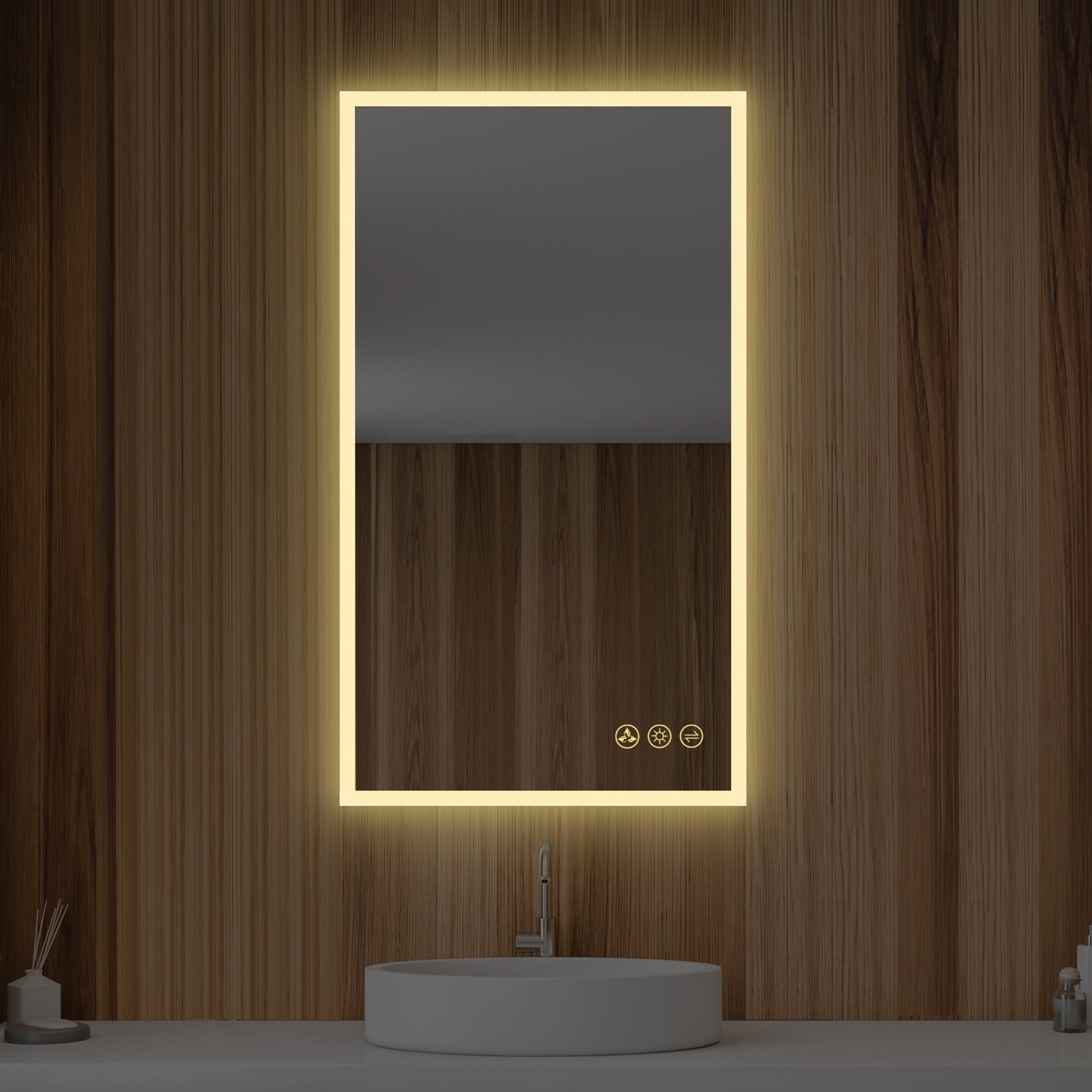 Beta 21″ by 36″ LED Mirror with Frosted Sides Vanity Plus