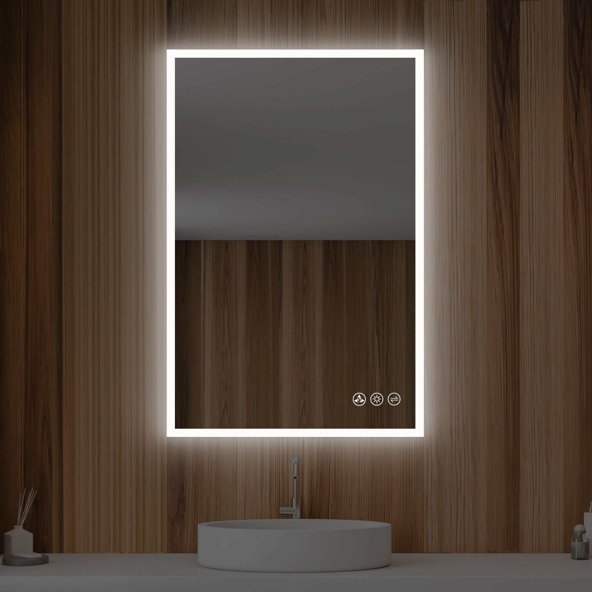 Beta 24″ by 36″ LED Mirror with Frosted Sides Vanity Plus