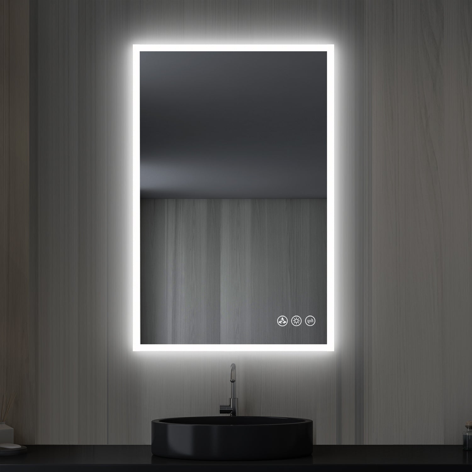 Beta 24″ by 36″ LED Mirror with Frosted Sides Vanity Plus