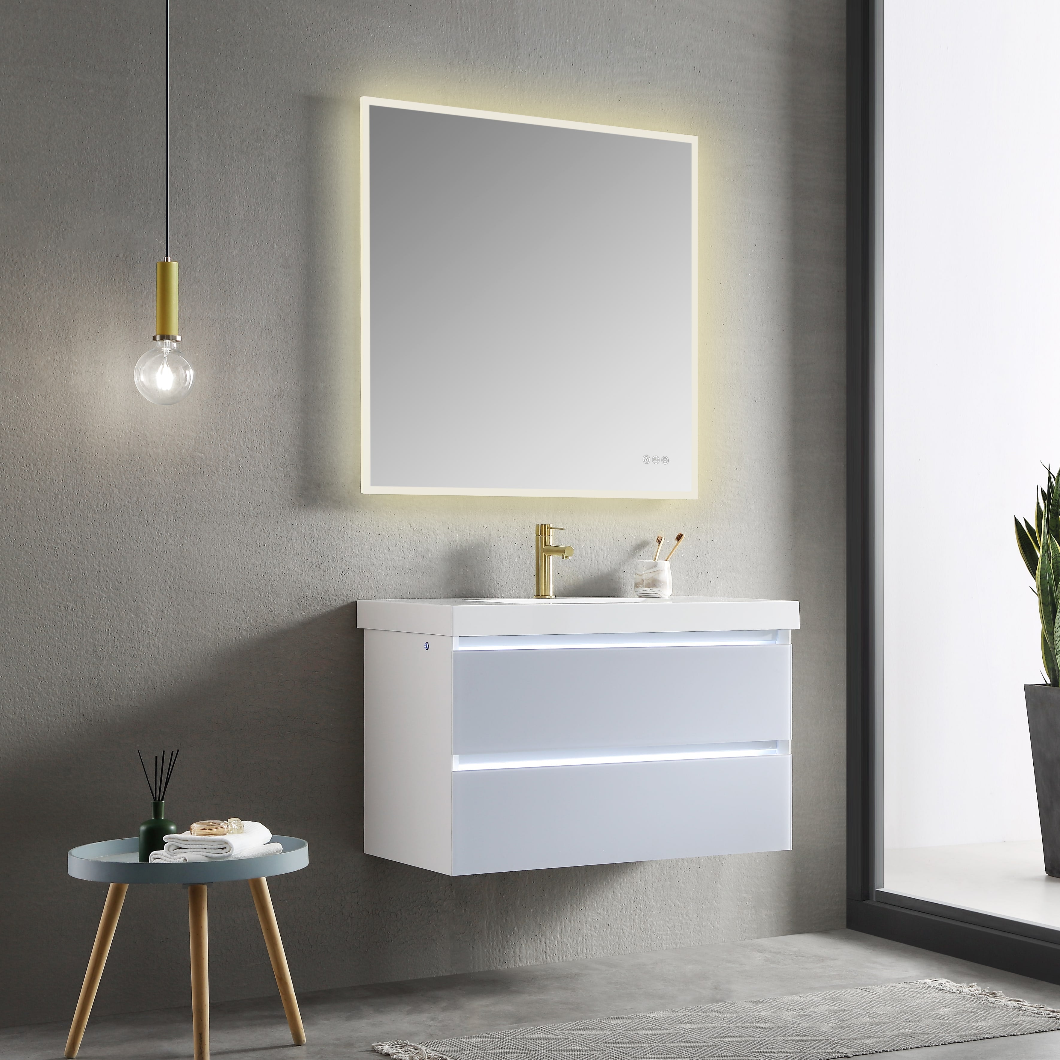 Beta 30″x36″ LED Mirror with Frosted Sides Vanity Plus