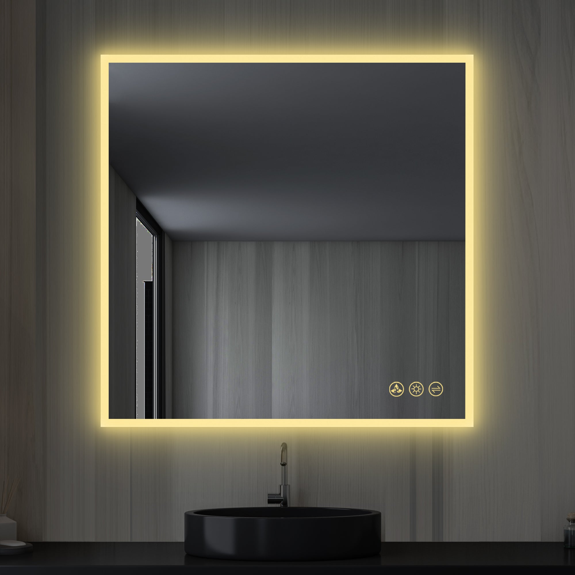 Beta 36″ by 36″ LED Mirror with Frosted Sides Vanity Plus