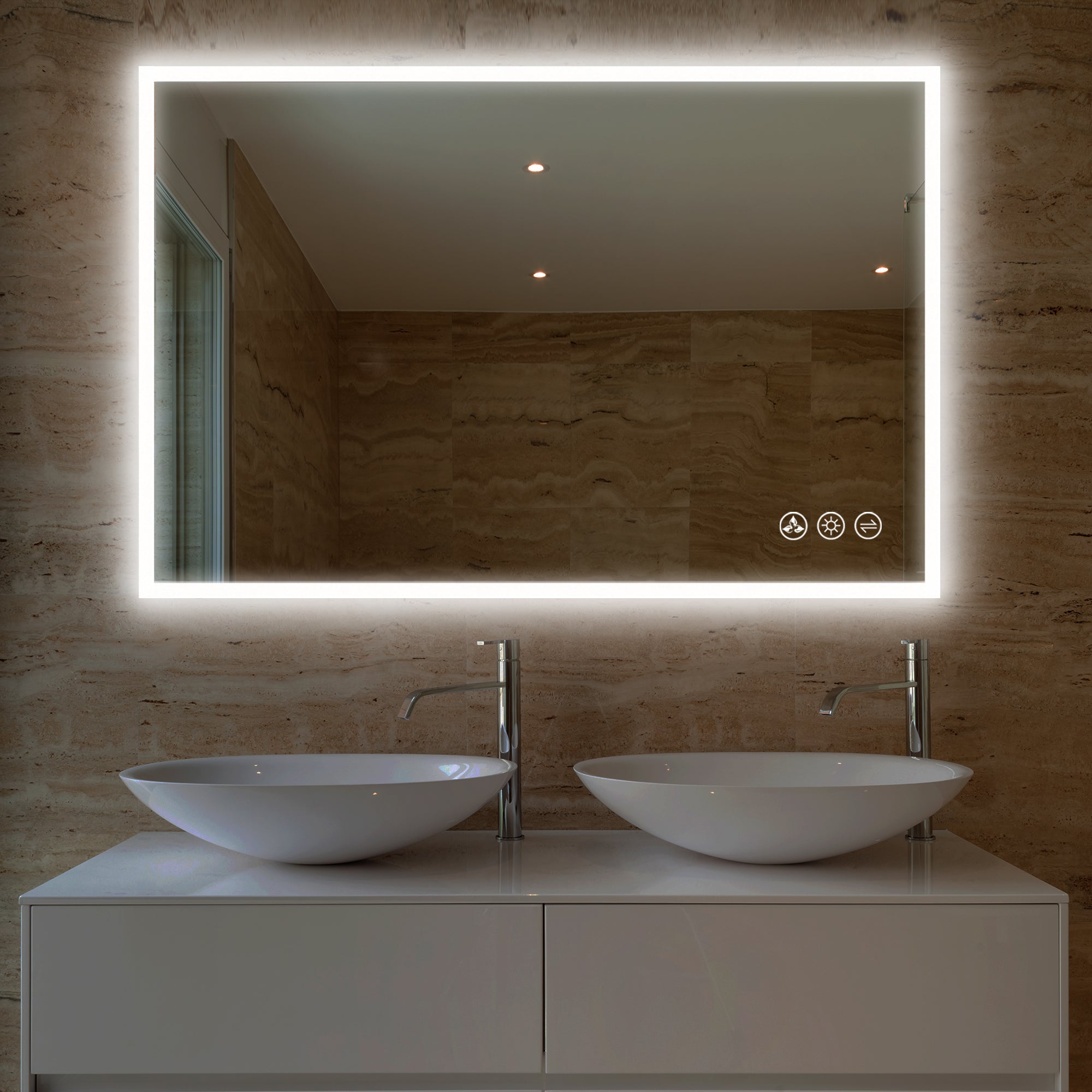Beta 48″ by 36″ LED Mirror with Frosted Sides