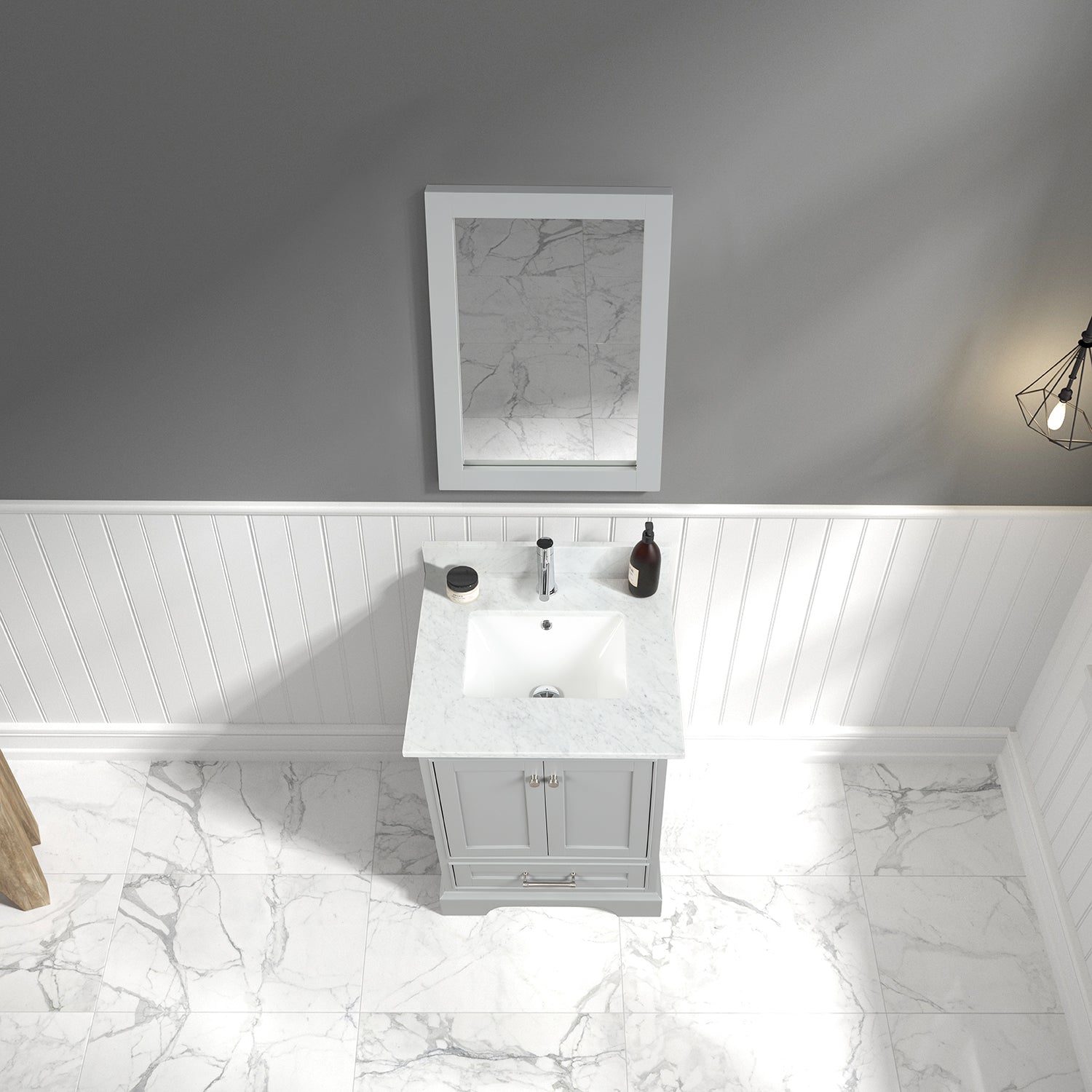 Copenhagen 24″ Bathroom Vanity with Marble Countertop and Ceramic Sink Vanity Plus - Contemporary Bathroom Vanity