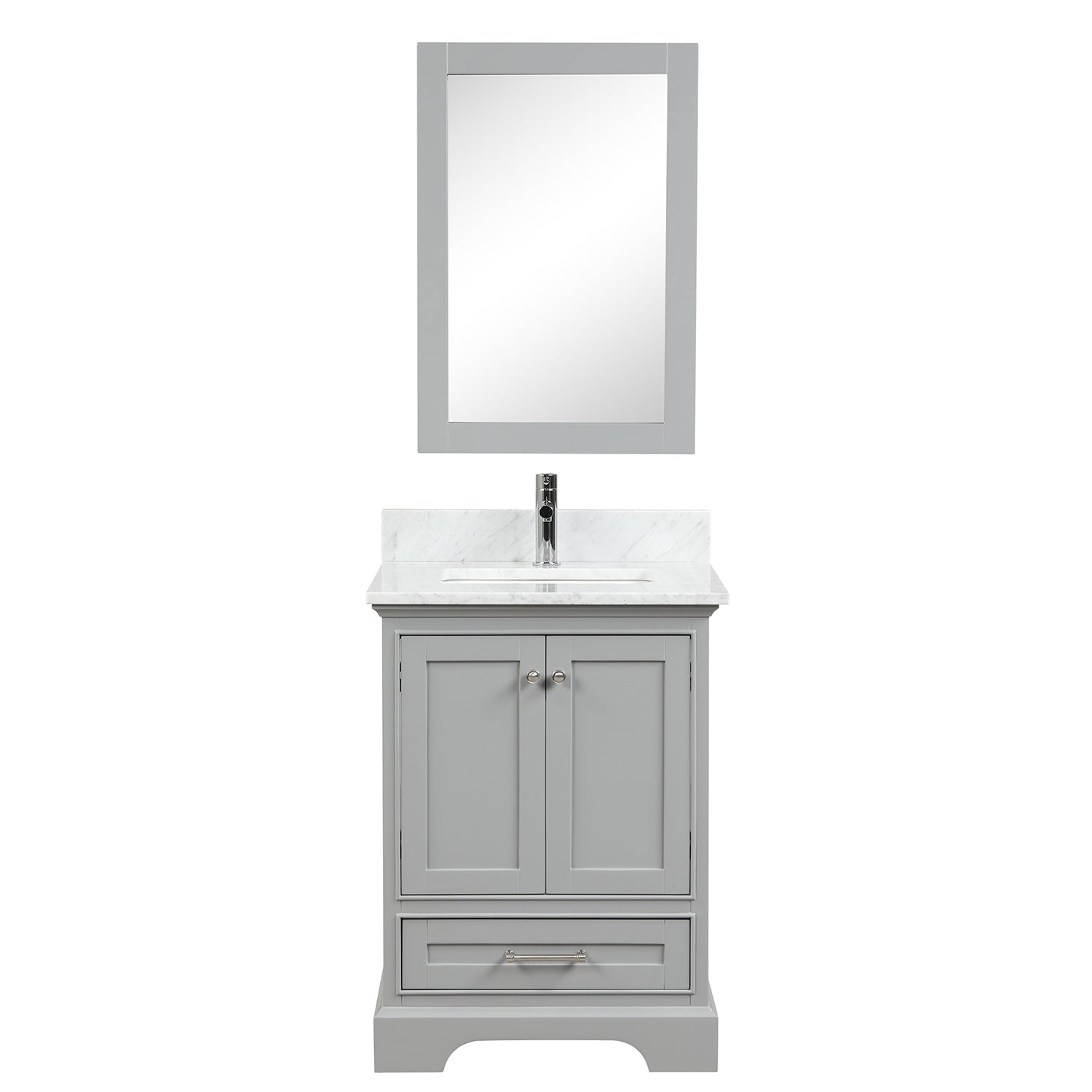 Copenhagen 24″ Bathroom Vanity with Marble Countertop and Ceramic Sink - Contemporary Bathroom Vanity