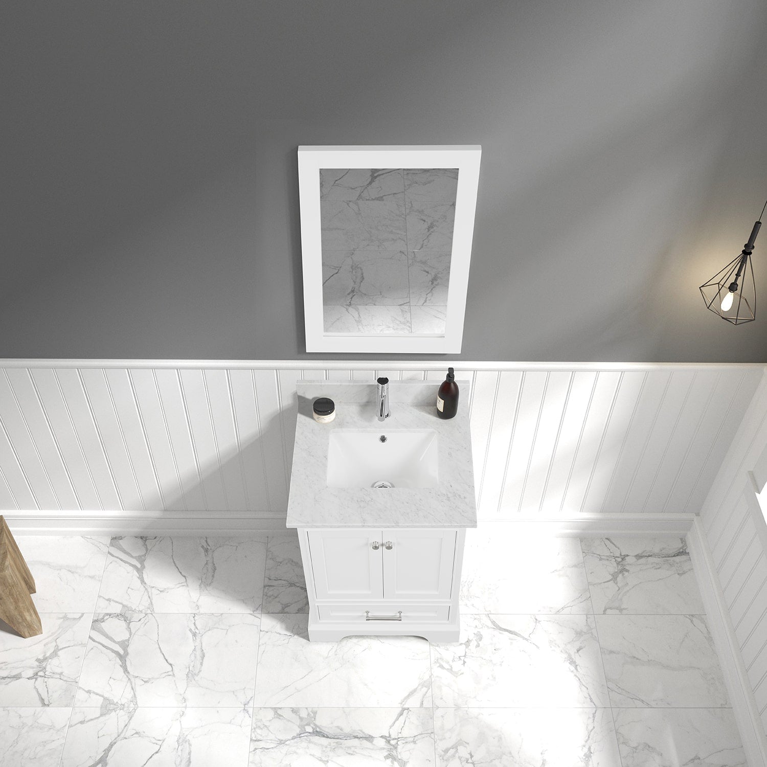 Copenhagen 24″ Bathroom Vanity with Marble Top - Contemporary Bathroom Vanity