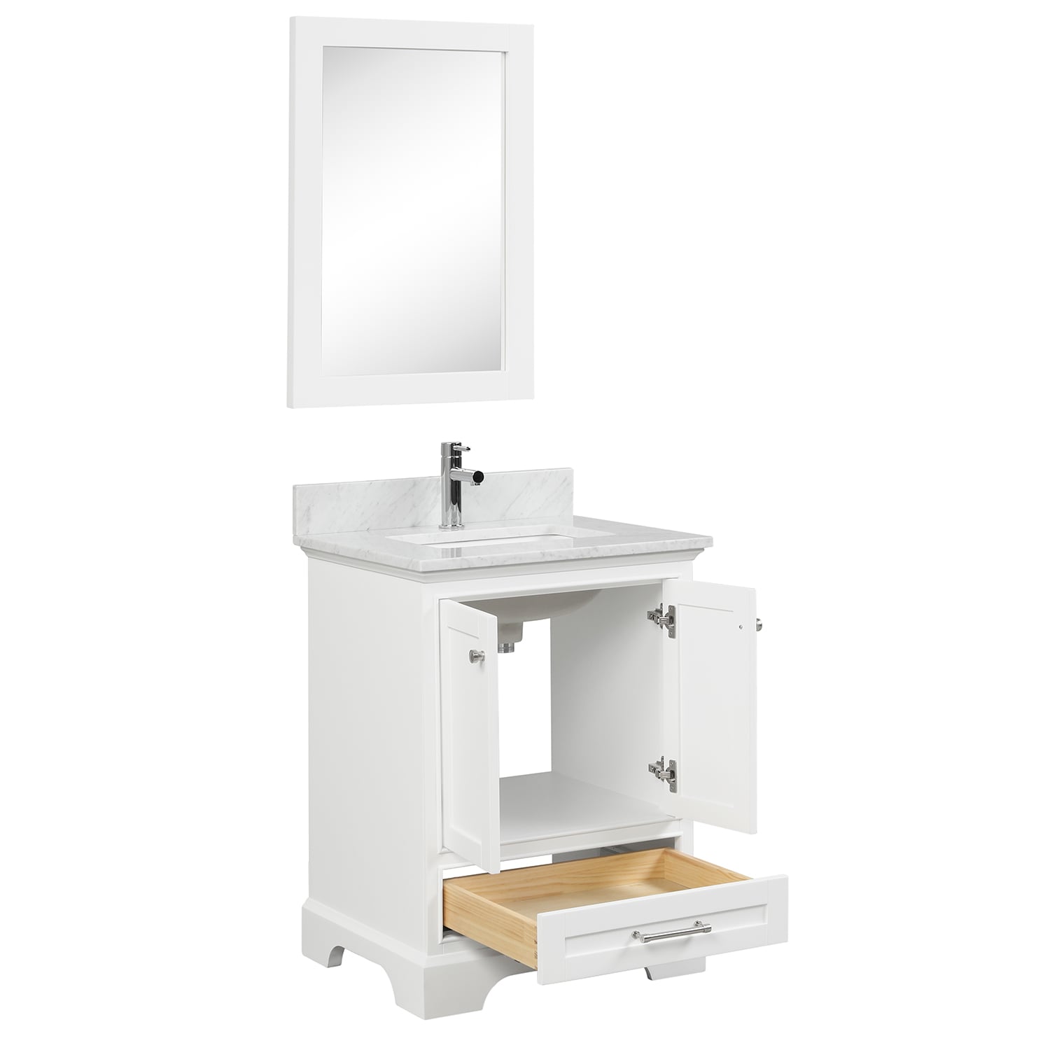 Copenhagen 24″ Bathroom Vanity with Marble Top - Contemporary Bathroom Vanity