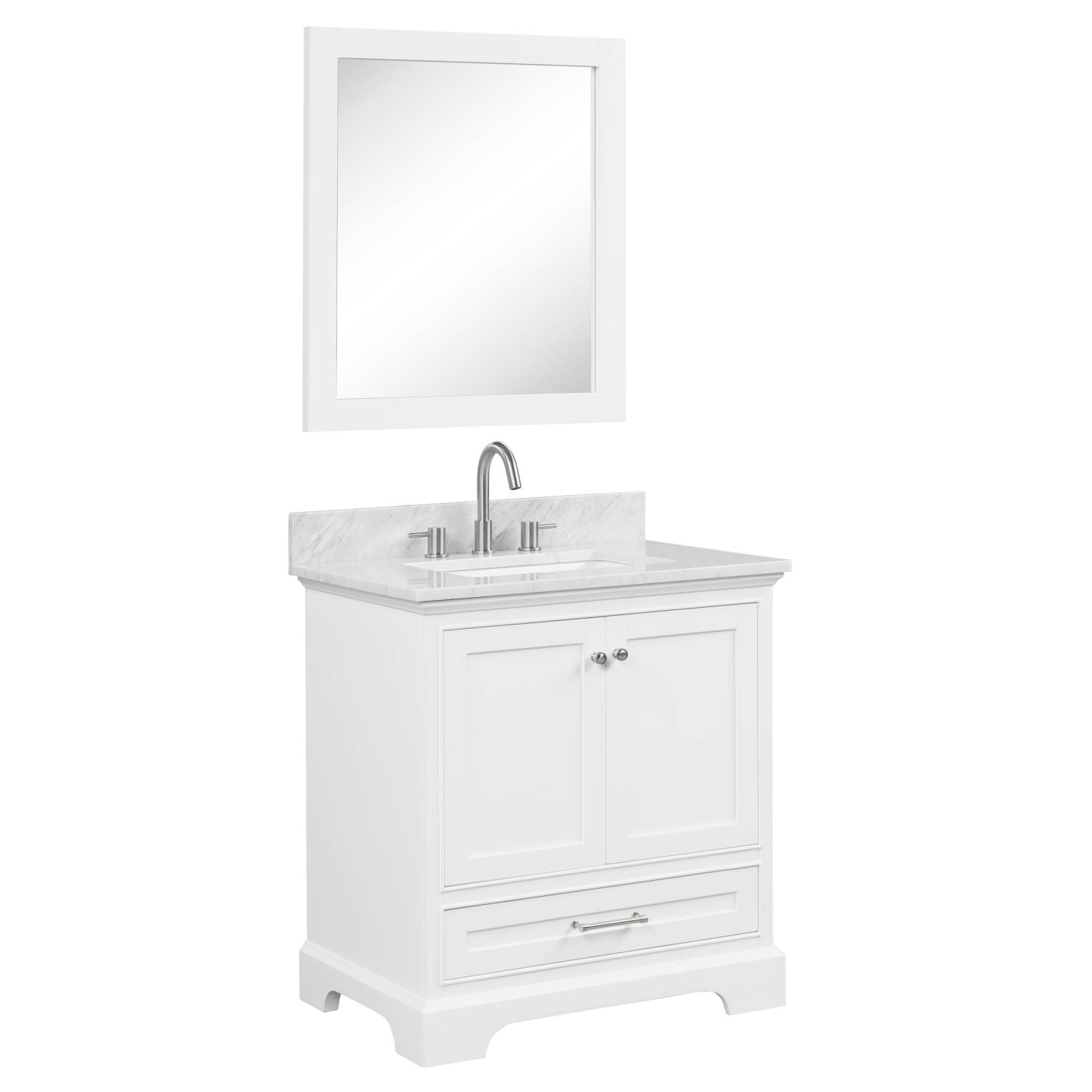 Copenhagen 30″ Bathroom Vanity with Marble Countertop - Contemporary Bathroom Vanity