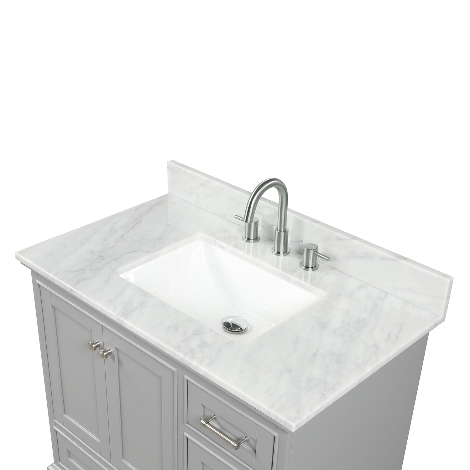 Copenhagen 36″ Bathroom Vanity with Marble Countertop and Ceramic Sink - Contemporary Bathroom Vanity