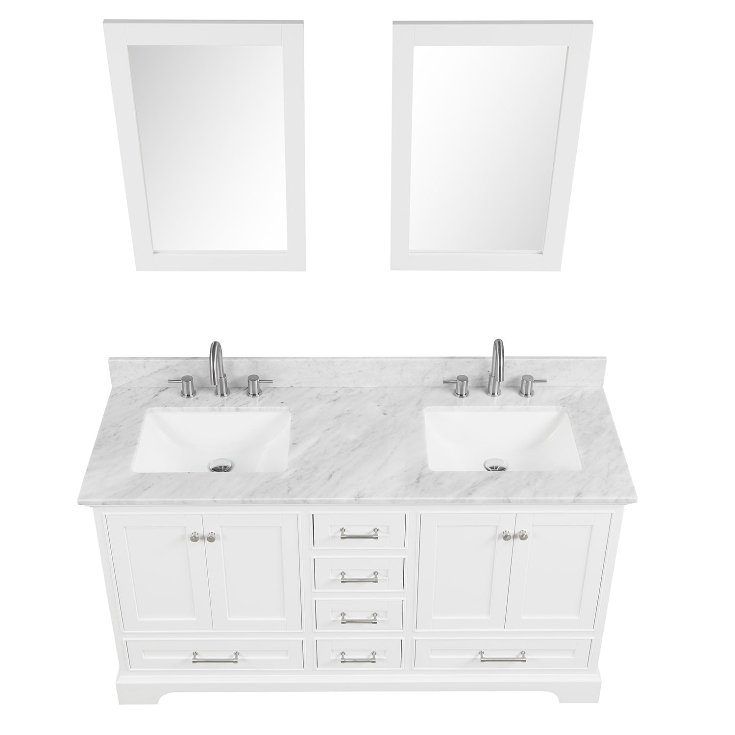 Copenhagen 60″ Bathroom Vanity with Marble Countertop - Contemporary Bathroom Vanity