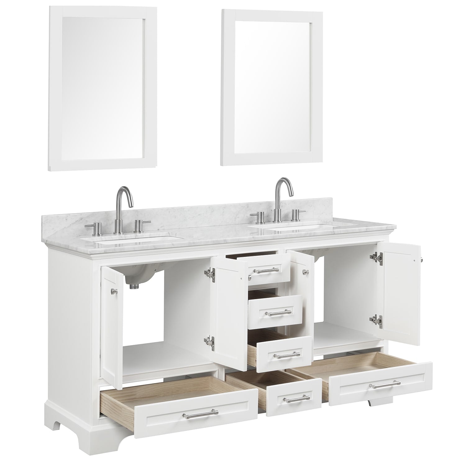 Copenhagen 60″ Bathroom Vanity White with Marble Countertop - Contemporary Bathroom Vanity