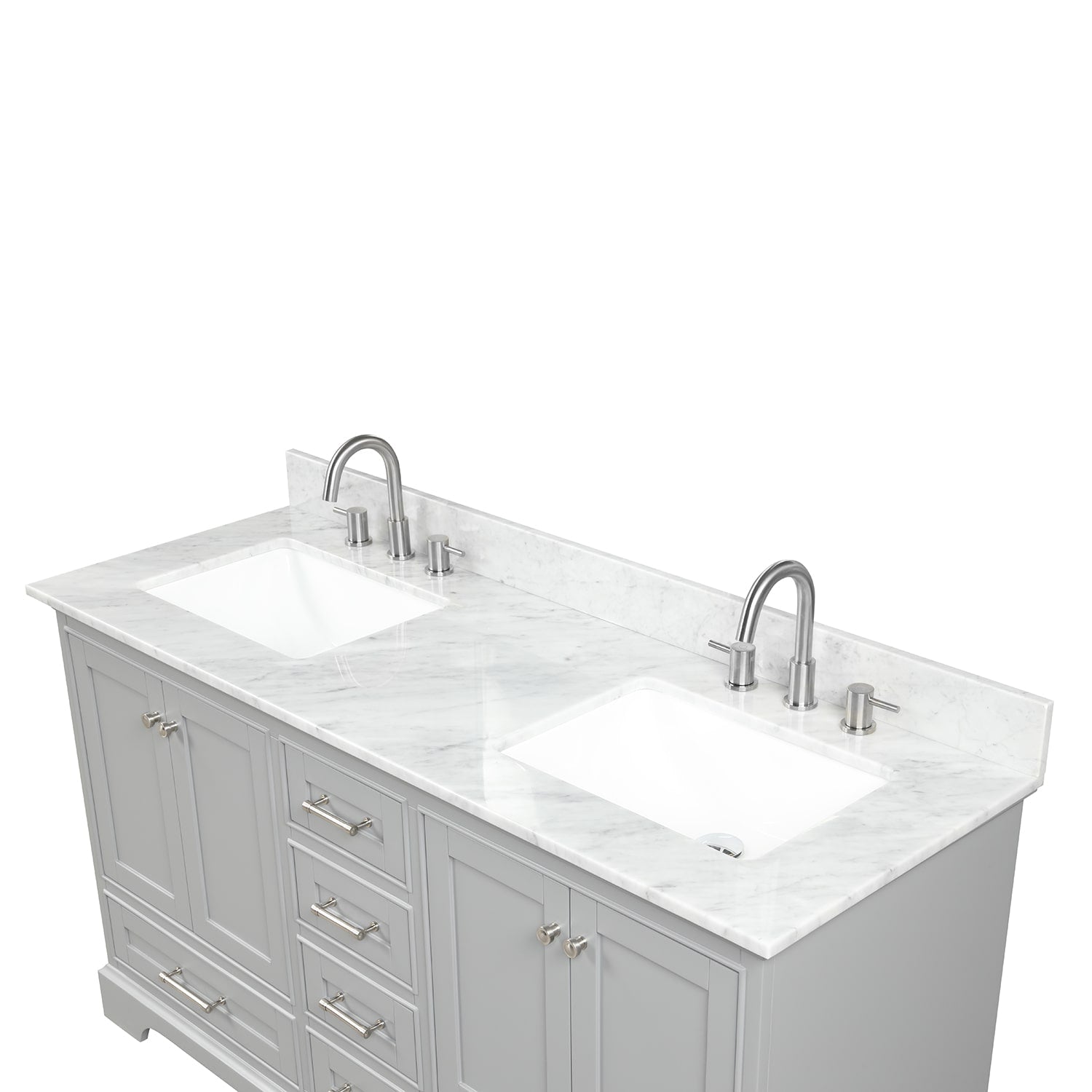 Copenhagen 60″ Vanity with Marble Countertop Double Sink - Contemporary Bathroom Vanity