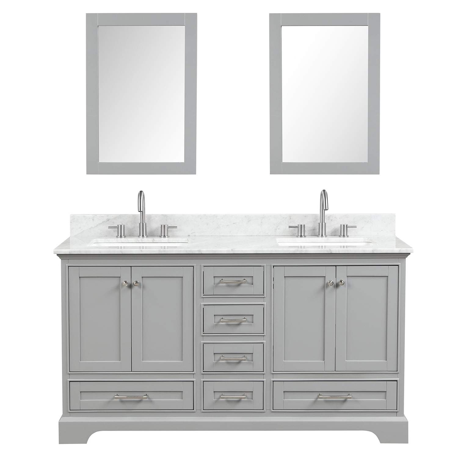 Copenhagen 60″ Vanity with Marble Countertop Double Sink - Contemporary Bathroom Vanity