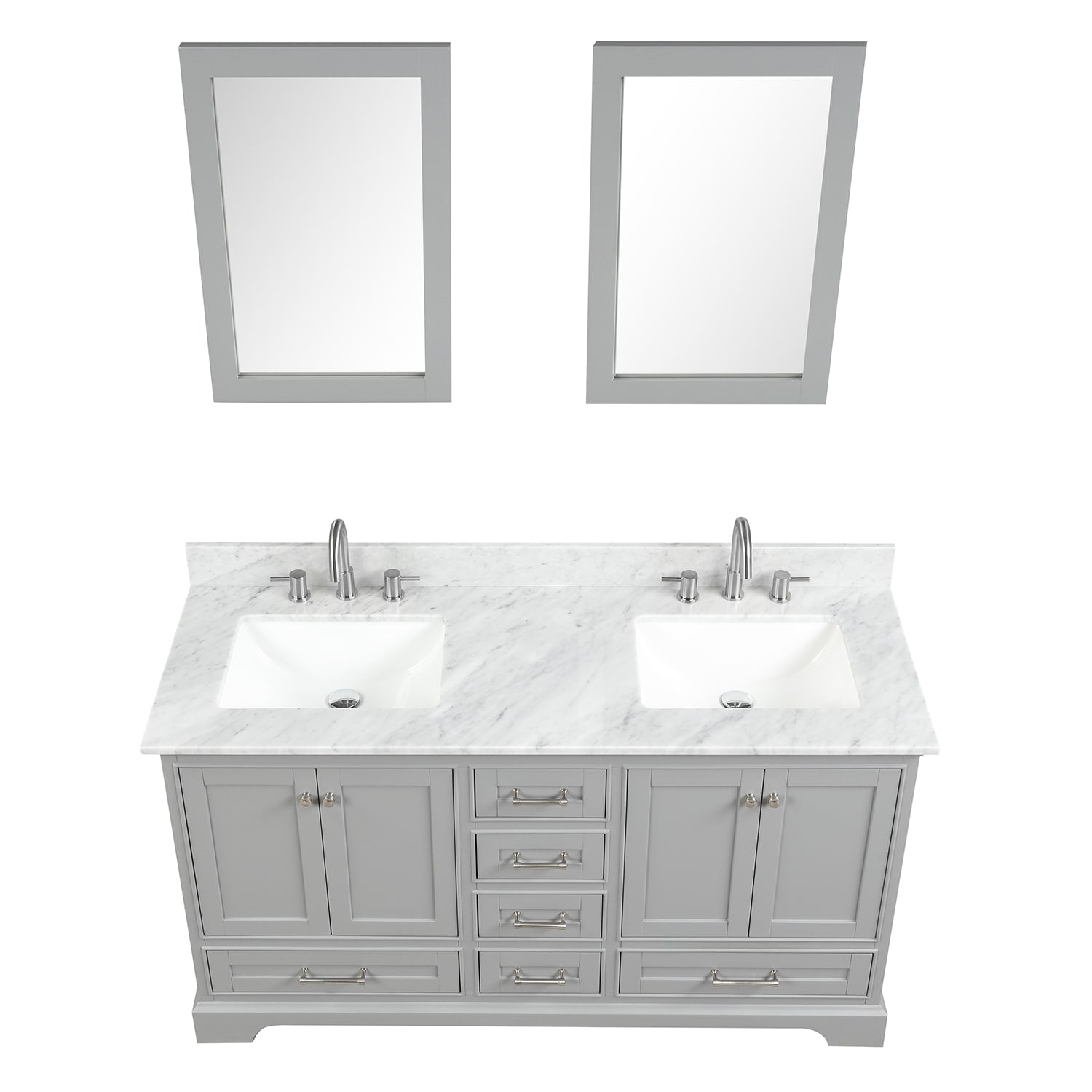 Copenhagen 60″ Bathroom Vanity with Marble Countertop Double Sink - Contemporary Bathroom Vanity
